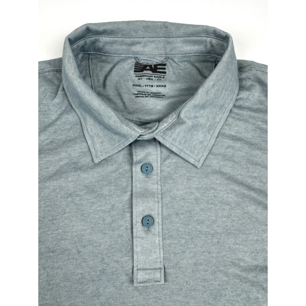 American Eagle Outfitters Mens Blue Gray Polo Shirt Size XXXL‎ Tall NWT